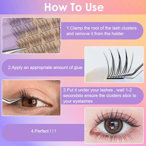 Image of MAYCREATE 60pcs 13mm Wispy Fake Eyelashes Lash Clusters Individual DIY Natural Manga Eye Lashes for Women Eyelash Extensions Pack False Eyelashes for Girls Daily Use (Non-Adhesive)