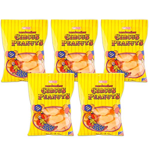 Melster Circus Peanuts Marshmallow Candy 5 Bags of 7 Oz Each.