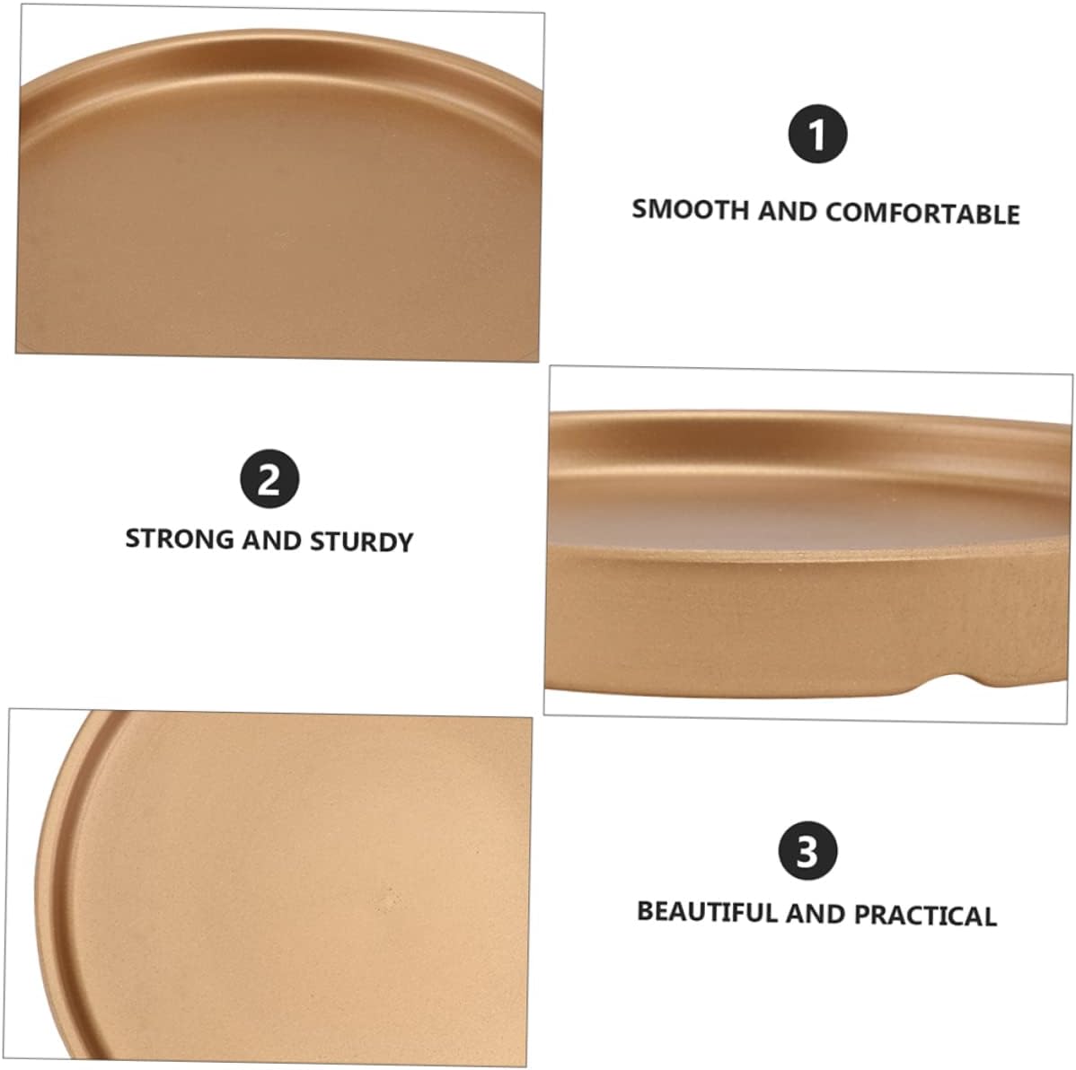 Mipcase 3pcs Elegant Ceramic Flower Pot Tray Water Drainage Saucers for Indoor and Outdoor Plants Stylish Round Plant Trays for Bonsai and Home Gold Finish