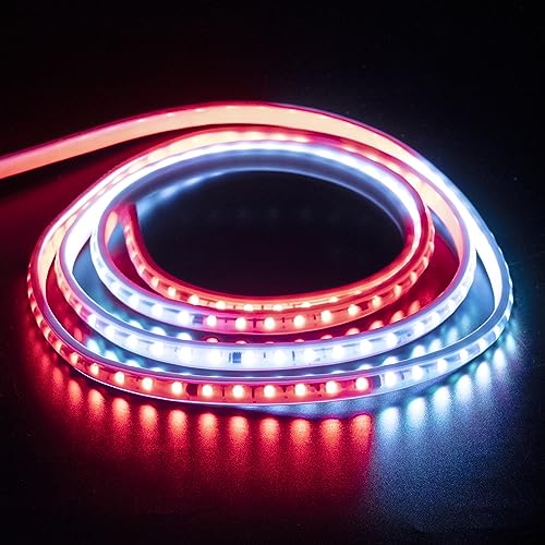 SMD 5050 Bande LED 5M 220V RGB Multicolore Ruban sans Transformateur IP67 Etanche Bandeau Strip Light, 5 Metre Dream Color Running LED Strips Pas de Telecommande (5, RGB)