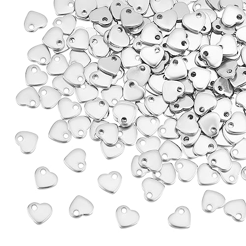 UNICRAFTALE About 200pcs Stainless Steel Pendants Heart Shape Charms Small Hole Pendant for DIY Necklace Bracelet Jewelry Making 6x6x1mm