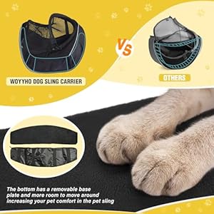  WOYYHO-Pet-Dog-Sling-Carrier-Bottom-Plate-Adjustable-Strap-Design-Puppy-Sling-for-Small-Dogs-Breathable-Mesh-Dog-Carrier-Sling-with-Large-Pocket-for-Outdoor-Travel-Black-S-up-to-45-lbs