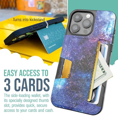 Image of Smartish iPhone 15 Pro Max Wallet Case - Wallet Slayer Vol. 2 [Slim /Protective] Credit Card Holder w /Kickstand - Drop Tested Hidden Card Slot Compatible w /Apple iPhone 15 Pro Max - Spaced Out