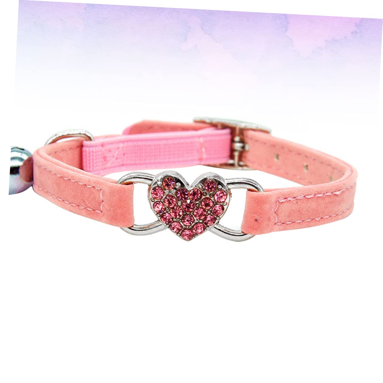 DOITOOL 2pièces Collier Ajustable Forme De Cœur pour Chat avec Décor Rhinestones Et Cloche Accessoire Félin Rose