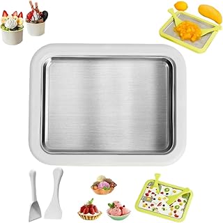 ロールアイスクリームメーカーキット、家庭用ロールアイスクリームマシン、インスタントフリーズトレイとスクレーパー2個付き、DIYロールアイスクリームトレイ、ステンレススチールデザートメーカー、ヨーグルトジェラートソフト用