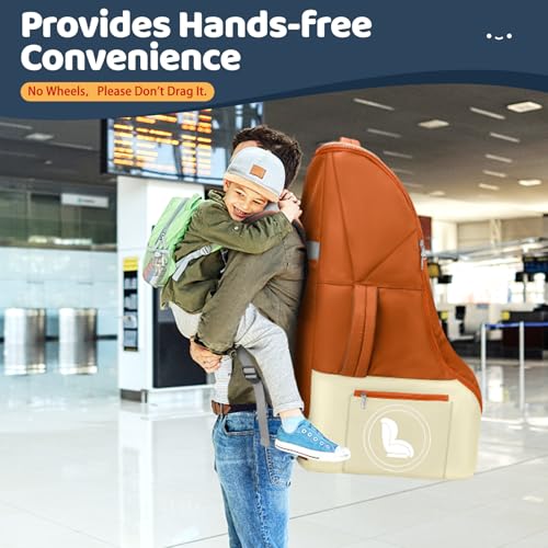 Image of YOREPEK Carseat Travel Bag for Airplane Gate Check, Baby Travel Essentials | Shoulder Strap, Waist Strap, Padded Portective, PU Leather Wear-Resistant Bottom, Carseat Bag for Air Travel with Side Pocket