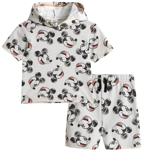 Image of Disney Boys' Shorts Set - 2 Piece Hoodie Sweatshirt and Shorts: Mickey Mouse, Winnie the Pooh, Lilo & Stitch (2T-7)