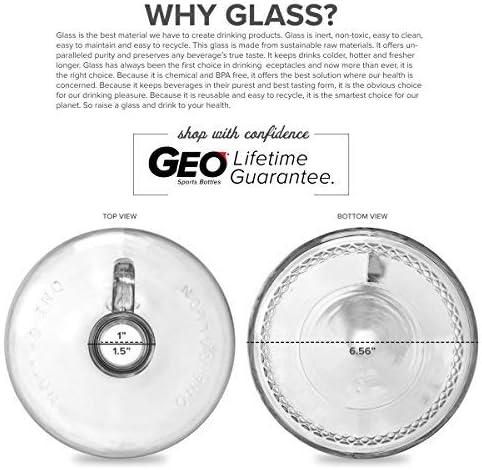 Miniatura 4 de Botella de agua de vidrio de 1 galón con tapón de rosca de 1.496 in (juego de 1)