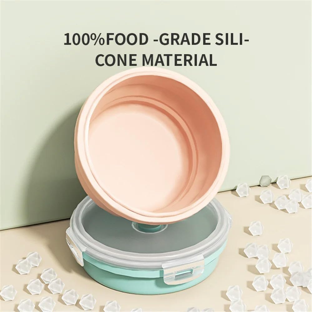DYRBF - Set di contenitori per alimenti in silicone, pieghevoli, insalatiera con coperchio, portatile