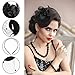 Geyoga 8 Pcs Fascinators Funeral Hats Pillbox Hat with Veil Feather Headband for Women Tea Party Church Halloween Costume(Black,Classic Style)