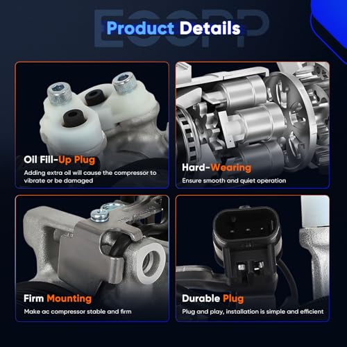 Image of ECCPP AC Compressor for Mercedes-Benz C300 E250 E300 GLC300 2.0L 2015-2022 | Fast Cooling AC Compressor with Clutch