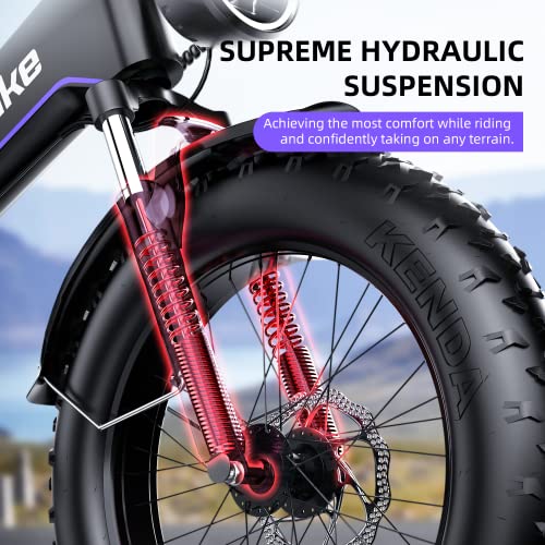 Bluebiko Electric Bike For Adults, 20" X 4.0 Fat Tires Electric Bike Folding Ebikes With 1000W Brushless Motor, 48V 16Ah Removable Battery, Shimano 8-Speed Transmission #TOP3