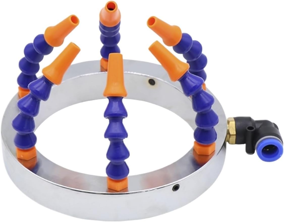 Pinewell V Shape Brush Holder CNC Spindle Tool Cooling Water Ring Stainless Steel Plastic/Metal Nozzle 360 Degrees Durable Spray Machine Tool(100mm Metal Nozzle)