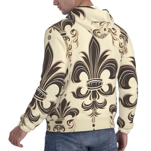 Men's Fleece Pullover Hoodie Long Sleeve Hooded Fleur-de-Lis and Coat Arms Knight Sweatshirt Casual Shirts With Pockets Medium Black4