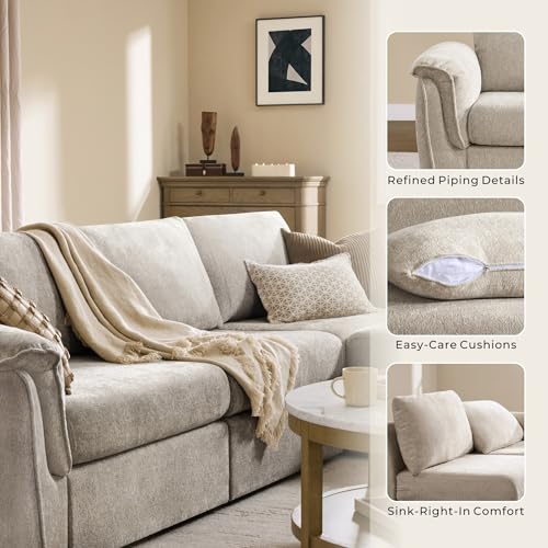 Image of CHITA Extra Large Sectional Couches for Living Room, U Shaped Cloud Modular Sectional Sofa with Chaise, Ottoman with Storage, 4 Seater U Shaped Sectional Couch, Chenille in Taupe