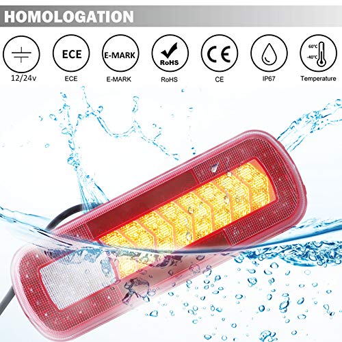 AGRISHOP LED Rückleuchten Anhänger Dynamisch Set 12v24V 2PCS Rücklicht Anhänger PKW Led Wohnwagen Rückleuchten Wasserdicht Rücklichter Anhänger Heckleuchten led Rückfahrscheinwerfer Anhänger E-Mark – Bild 7