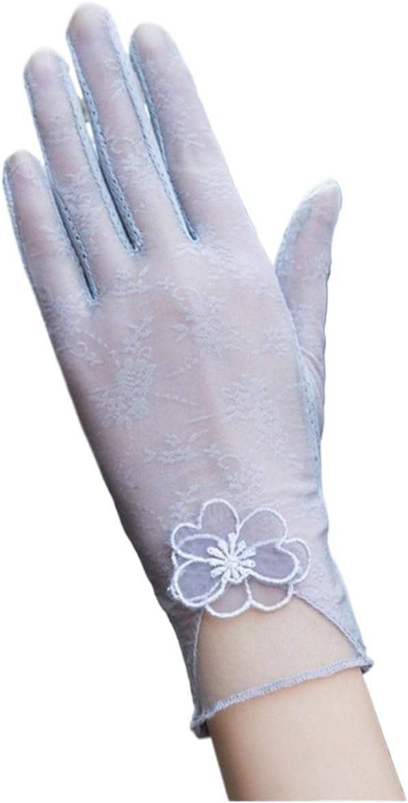 Women Sunscreen Short Sun Female Gloves ice Silk Lace Driving Thin Touch Screen Lady