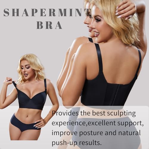 Super Push Up Bra Smoothing Back Fat Bra with Support Comfortable Seamless T Shirt Bra (34B-46DD)3