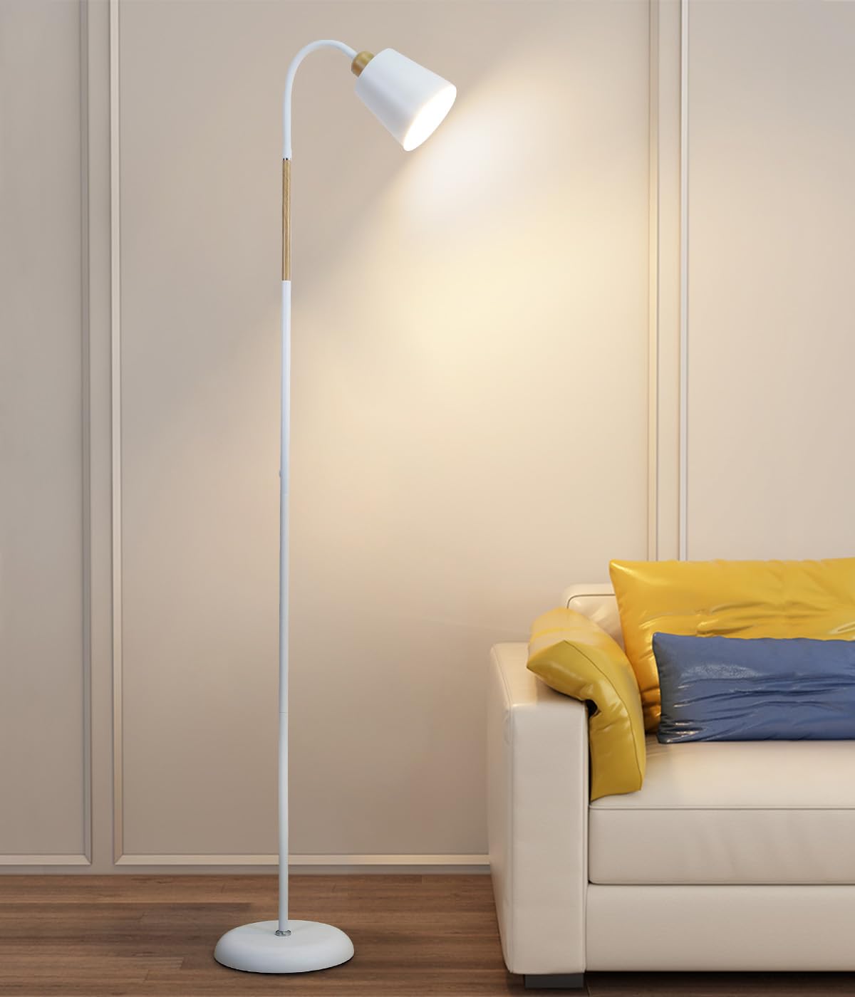 ANTENLICHT Stehlampe Weiß Wohnzimmer VILI| 360°Schwenkbare Stehleuchte E27 Fassung max.60W | moderne Metall Sofa lampe mit Höhe 159cm|Standleuchte für Schlafzimmer, Arbeitszimmer ohne Leuchtmittel