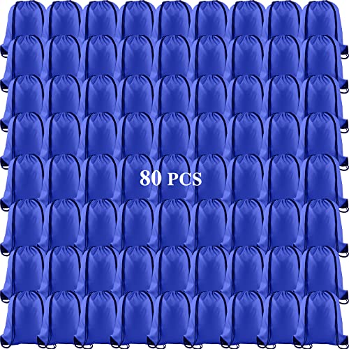 Image of KUUQA 80Pcs Blue Drawstring Backpack Bag Sack Drawstring Bags Bulk String Bags Storage Bags for Sport Gym Traveling