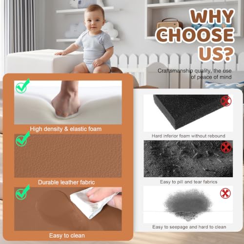 Image of Sumbababy Toddler Climbing Toys Leather Foam Climbing Blocks Indoor Soft Play Set Nordic Arch Climber for Babies and Young Toddlers High Density Foam Playroom Set Neutral