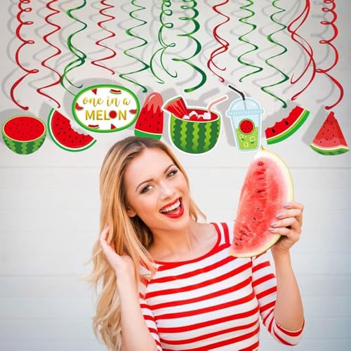Anor Wishlife One in a Melon Party Decorations,Watermelon Hanging Swirl Party Decorations,Themed Birthday,Party Supplies,Ceiling Decorations for Girls,Boys,Kids, Classroom,Baby Shower(30Ct)