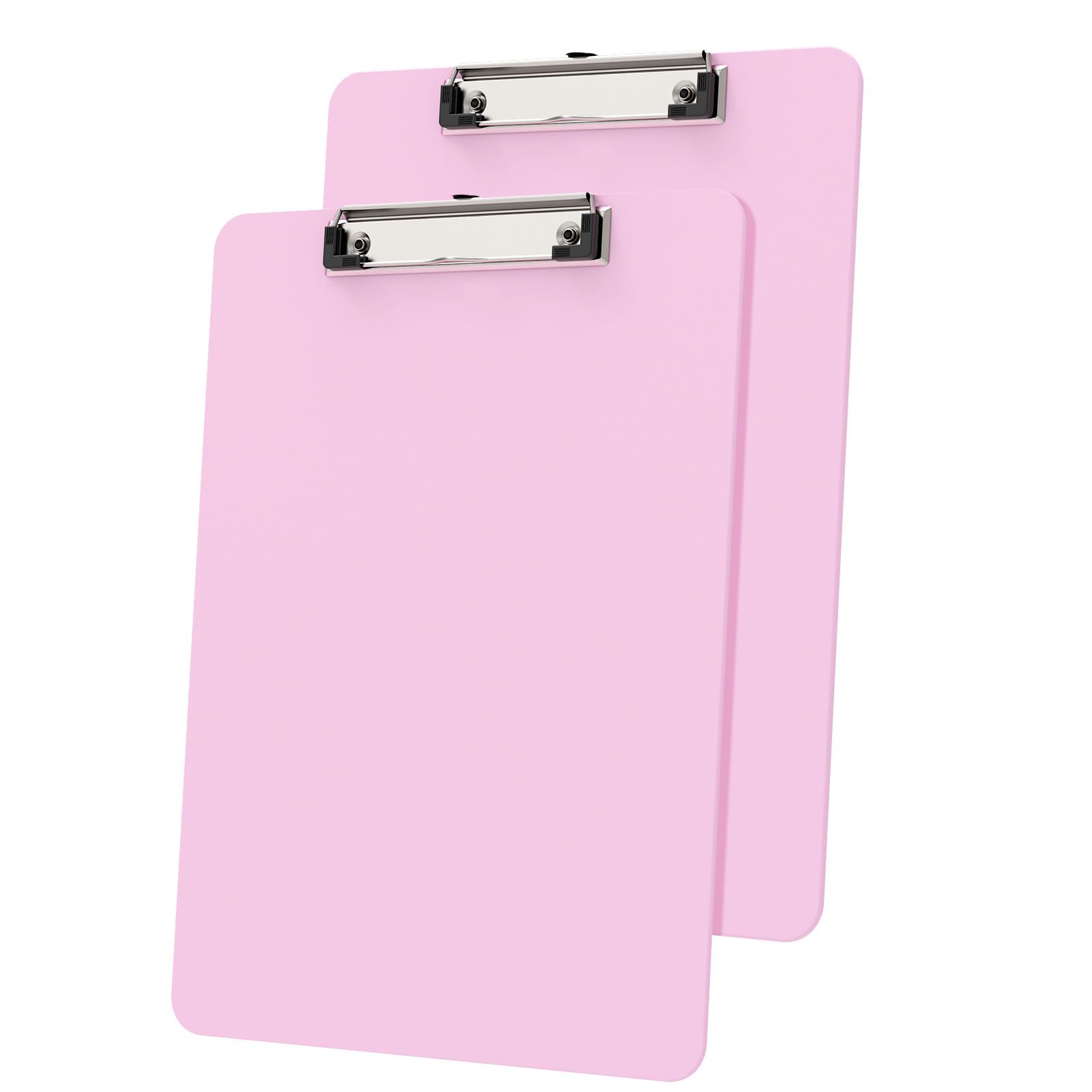Macroclo Plastic Clipboards 2 Pack, A4 Pink Clip Board 8.5x11 for Classroom, Students, Kid, Woman, Size 9" x 12.5" with Low Profile Clip, Office &