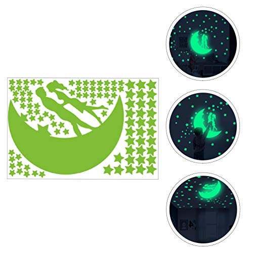 NUOBESTY 97 adesivos que brilham românticos para casais adesivos que brilham em estrelas, lua, adesi