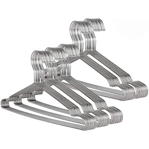 KINJOEK 50 Pack Wire Hangers for Clothes,17.7”Stainless Steel Wire Clothes Hanger 3MM Thick Coat Closet Hangers for Dry and Wet Clothes, Underwear and Trousers Cover