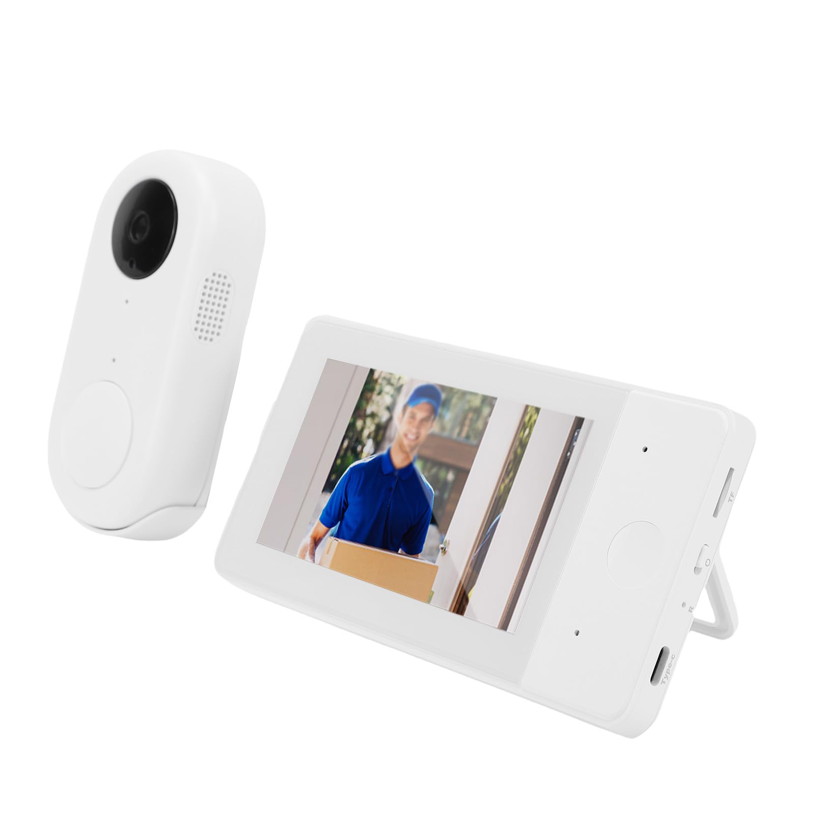 Luocute Timbre con Cámara Inalámbrica, Pantalla de 4,3 Pulgadas, Alcance de 150 M, No Necesita WiFi, Batería Recargable a Prueba de Agua IP65, Audio Bidireccional, con Gran Angular de