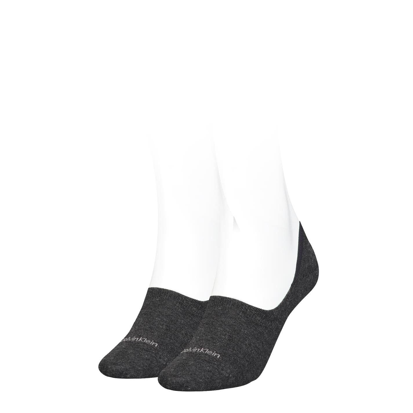 Calvin Klein womens Cotton Logo Women's No Show Socks 2 pack Footie, dark grey melange, 39/42