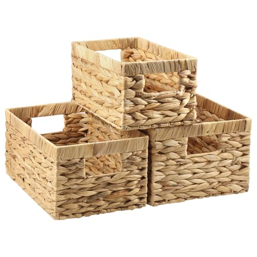 3 Pcs Decorative Handwoven Basket Gourd Grass Woven Storage Basket with Thickened Carrying Handle for Pantry Living Room