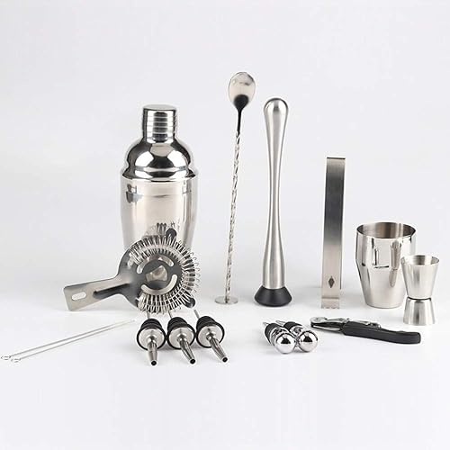 Miniatura 6 de CXDTBH 23pcs Stainless Steel Cocktail Shaker Set Barware Kit with Square Wooden Rack for Bartender Drink Party Bar Tools