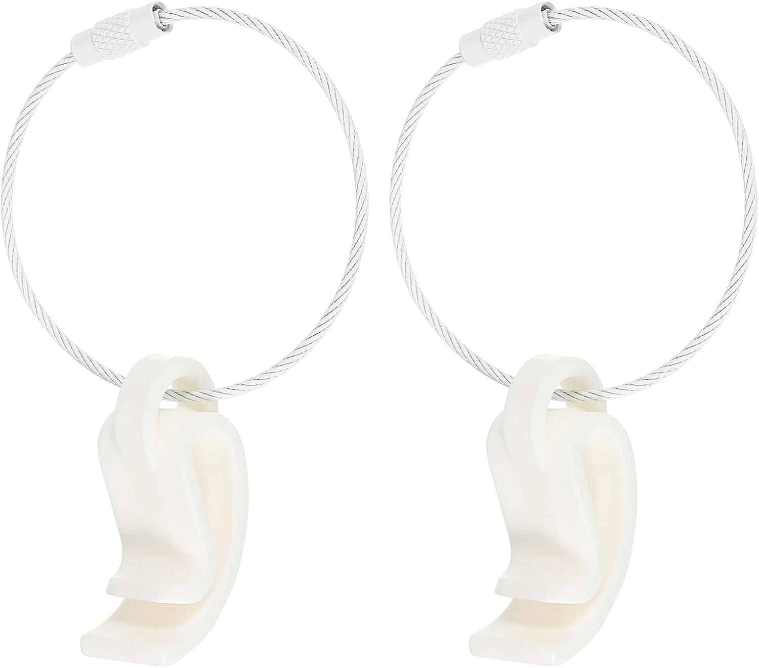 PATIKIL Flying Disc Clip with Wire Cable, 2 Pack Sport Disk Hanger Hook Holder for Carrying Organizing, White