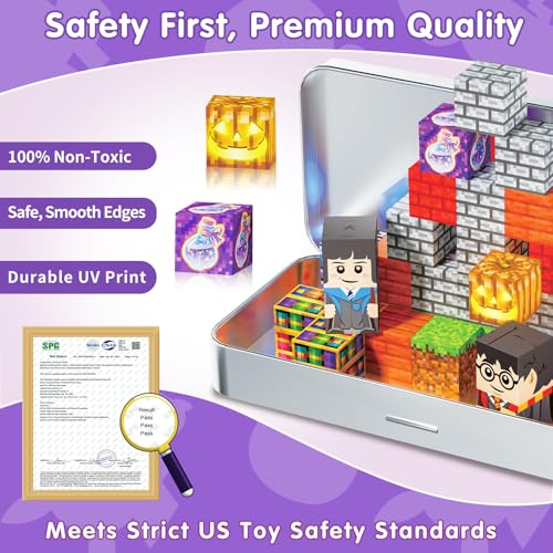 Image of Pocket Cubes Magnetic Blocks & Magnetic Tiles, 35 PCS Magic Academy Magnetic Building Cubes Set, STEM Construction Toys for Kids Ages 4-8, Mini Travel Toys for Toddlers 3-5, Montessori Sensory Gifts