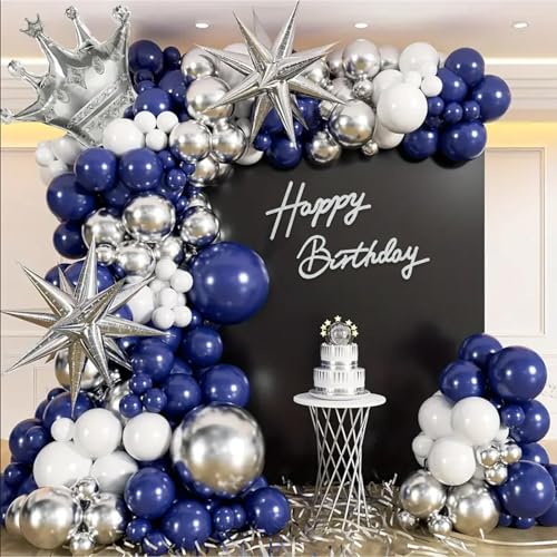 Image of TONIFUL Happy Birthday Sign for Backdrop - Glitter Silver Felt Banner - Includes Dot Glue - Perfect for Birthday Party Backdrop,Wall Decor,Balloon Arch,Photo Background
