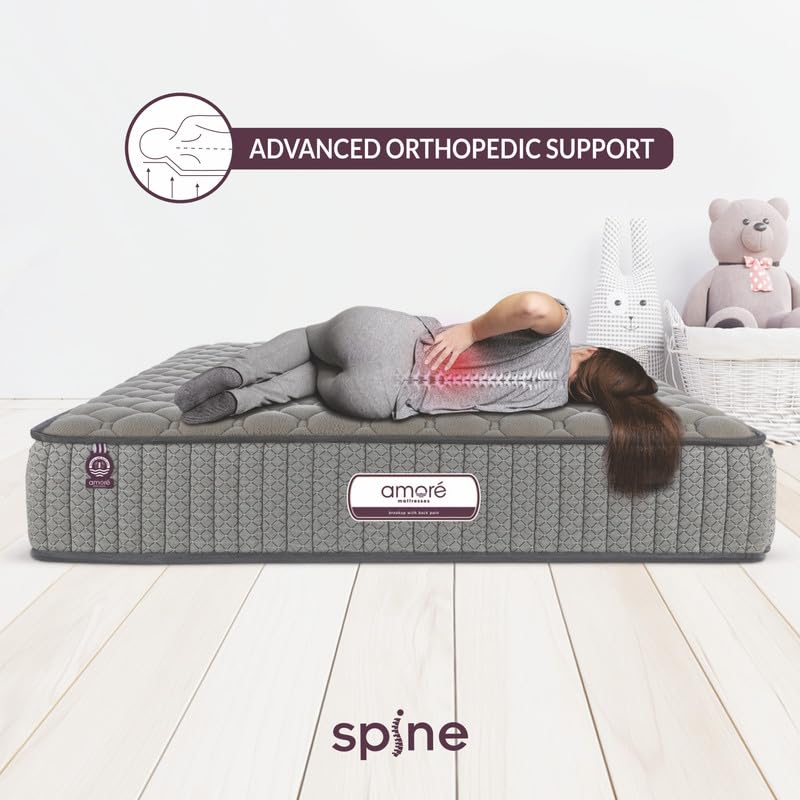 Image of AMORE Spine 6 Inches High Resilience (HR) Memory and Rebonded Foam Orthopedic Mattress |Queen Size (84x60x6) |CertiPUR-US Certified HR Foam | CertiGuard Technology