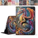 FQTBCEARI Case for iPad (A16) 11th Generation 11 Inch 2025/ iPad 10th Generation 10.9 Inch 2022, Slim PU Leather Cover, Adjustable Stand with Auto Wake/Sleep Case, Colorful Dragon