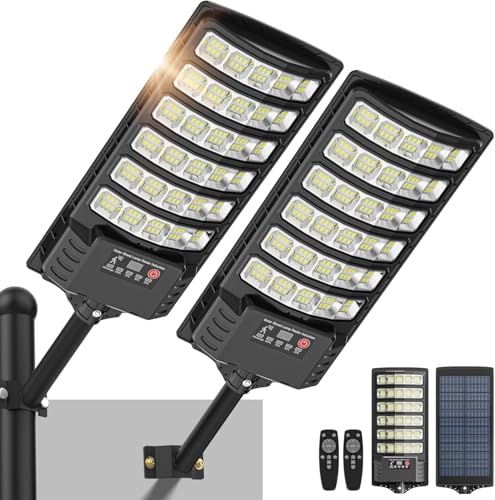 SENDALE 600W Lampione Solare Led Esterno 2 pezzi,IP66 Impermeabile Lampada