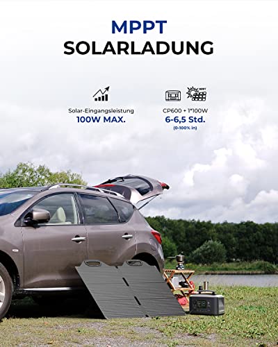 BigBlue 537,6Wh Solargenerator mit 100W Solarpanel ETFE, Tragbare Powerstation mit LiFePO4-Akku, 600W AC Ausgang (1200W Spitzenlast), IP68 Solar Ladegerät, Solar-Generator mit 8... – Bild 5