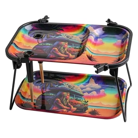 Yannabis Metal Tray Decorative Tray Cone Loader with Rolling Tray Lid,Perfect Storage for Home or On-The-Go, 9"X 6" Cover