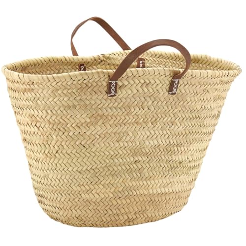 Aubry Gaspard 1880 Couffin Palmier Naturezl Poignée Cuir 65 L