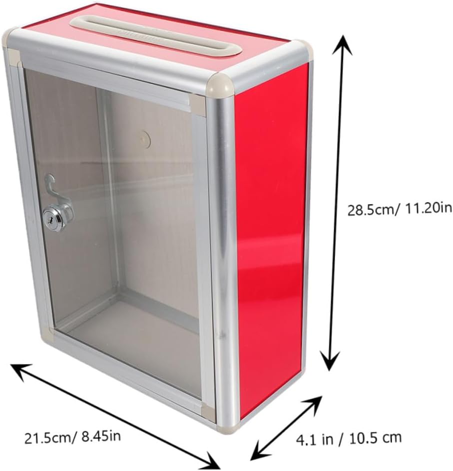 2pcs Wall Mount Mailboxes with Lock Clear Transparent Suggestion Box Metal Ballot Storage for Classroom Office Indoor Outdoor Use