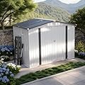 ARMSET 8x6 FT Metal Outdoor Storage Shed for Backyard, Patio, and Garden - Heavy Duty Tool Shed with Lockable Door & Side Window, Waterproof Galvanized Steel Storage Building for Bike and Tool Storage