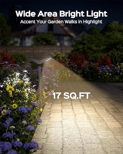 JACKYLED 4 Pack Solar Lights Outdoor Waterproof, Max 20 Hrs 100LM Outdoor Solar Garden Lights for Yard Path Landscape Walkway Driveway Decorations - 3000K&6000K