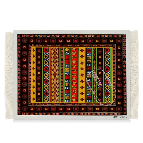 Image of Ant Esports Vintage Mouse Pad 260x210mm -Tribal Ndebele Design, Non-Slip Rubber Base, Anti-Fray Stitched Edges, Smooth Surface for Precise Control, Colourful Geometric Pattern, Office & Home Use