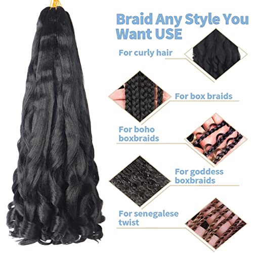 22 inch French Curl Braiding Hair 8 Pack Loose Wavy Spiral Curl Braids Crochet Hair Deep Wave Synthetic Extensions Pre Stretched Bouncy Braiding Hair (22 inch - Image 4