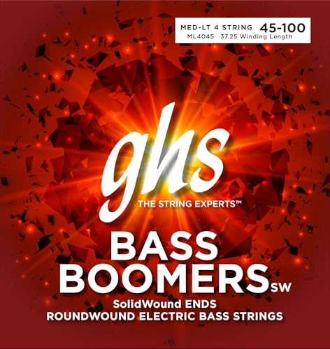 Image of GHS Bass Boomers - SolidWound Ends - 4-String Bass String Set - 45-100 - Medium Light Gauge - ML4045 Set