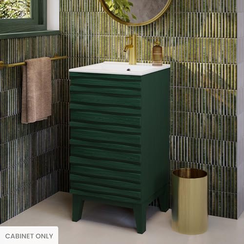 Image of Swiss Madison Cascade 18 inch Freestanding Bathroom Vanity Cabinet Without Top in Green Oak
