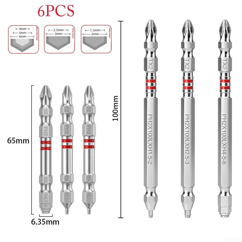 para puntas Destornillador Doble Cabeza 100mm Magnetizadas (3PCS 65mm)